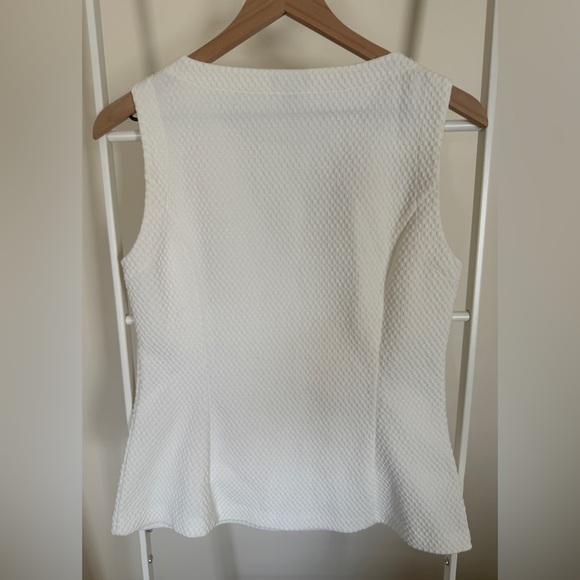 Ann Taylor Textured Jacquard Peplum Top - White Small - Picture 3 of 6